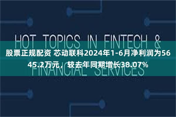 股票正规配资 芯动联科2024年1-6月净利润为5645.2万元，较去年同期增长38.07%