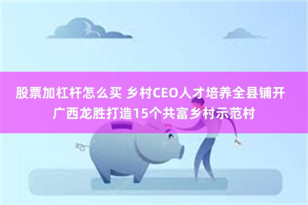 股票加杠杆怎么买 乡村CEO人才培养全县铺开  广西龙胜打造15个共富乡村示范村