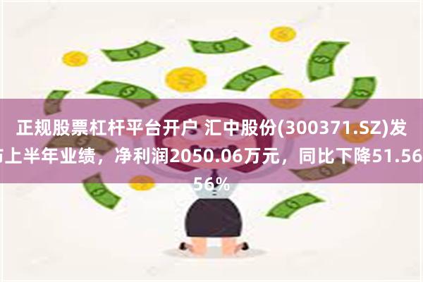 正规股票杠杆平台开户 汇中股份(300371.SZ)发布上半年业绩，净利润2050.06万元，同比下降51.56%